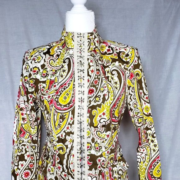 Women's Etcetera Long Sleeve Tailored Paisley Print Jacket - Size 6 - Picture 6 of 6